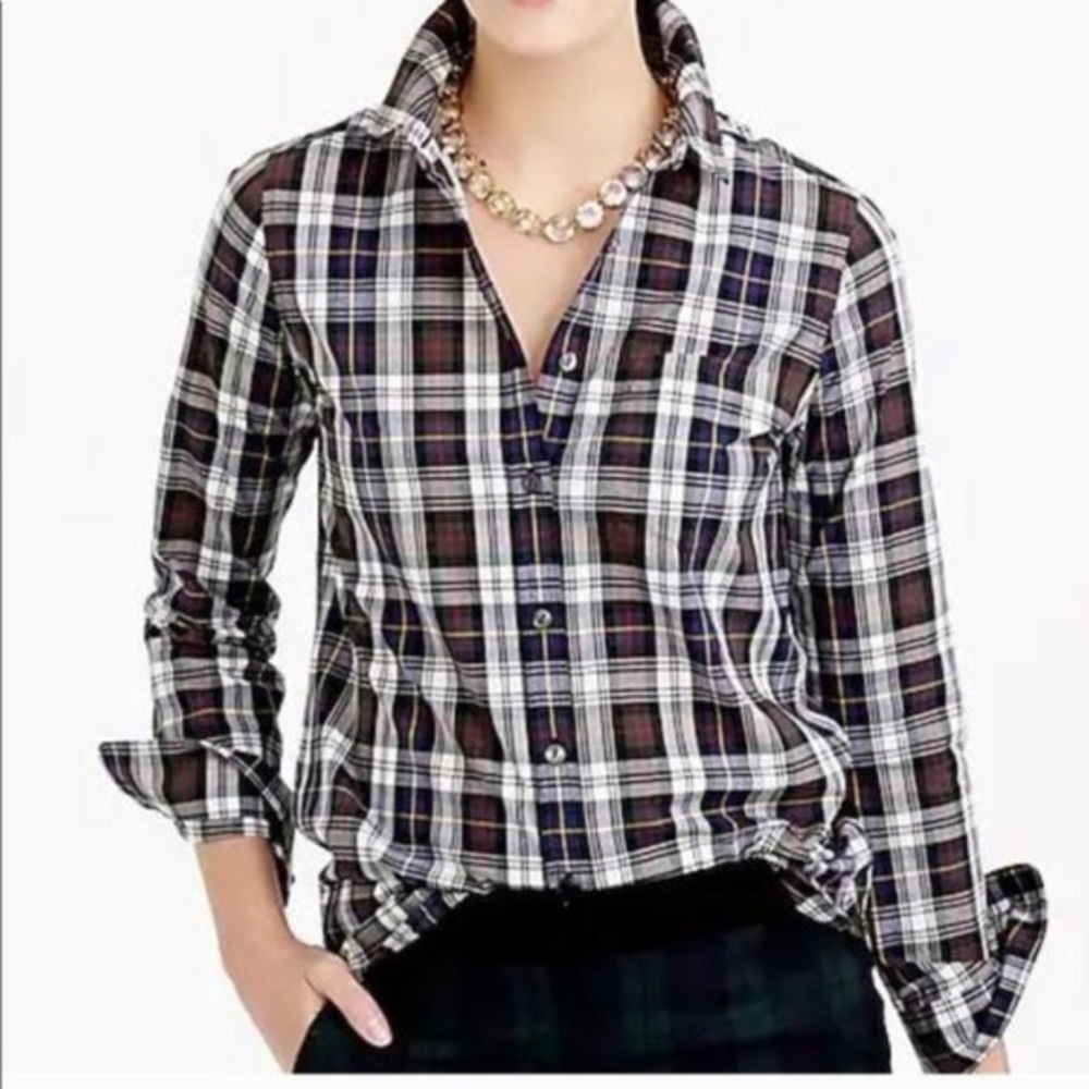 JCrew C9961. Shrunken Boy Shirt in Forest Plaid